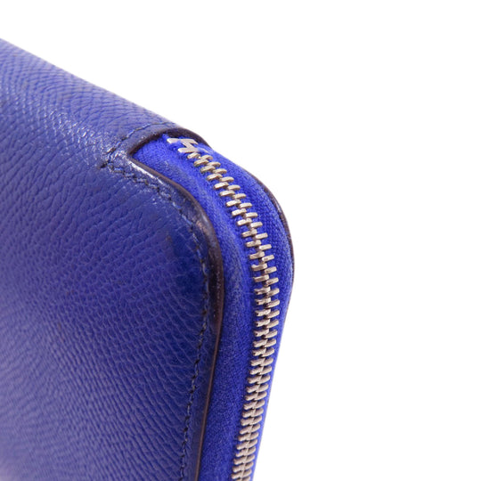 HERMES Long Wallet Purse Epsom blue Azap Silk in Long Women Used Authentic