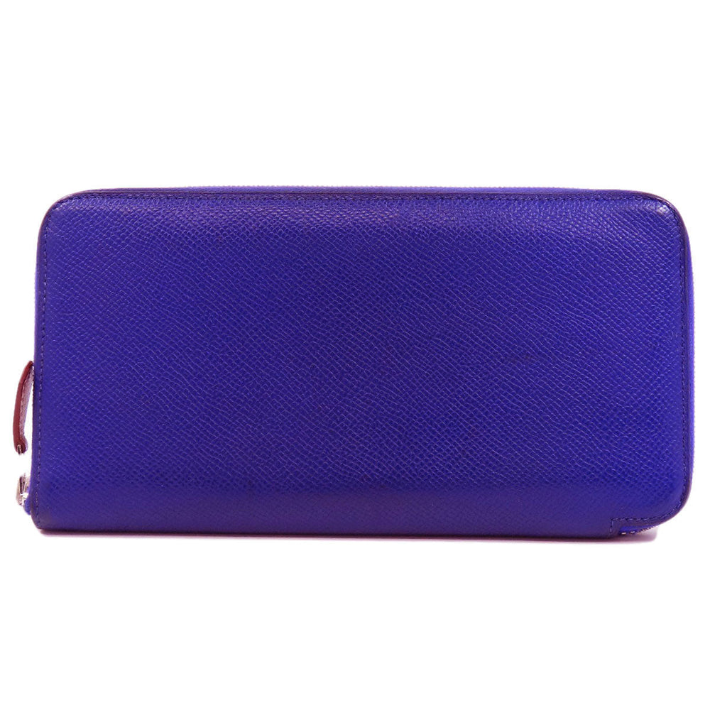 HERMES Long Wallet Purse Epsom blue Azap Silk in Long Women Used Authentic