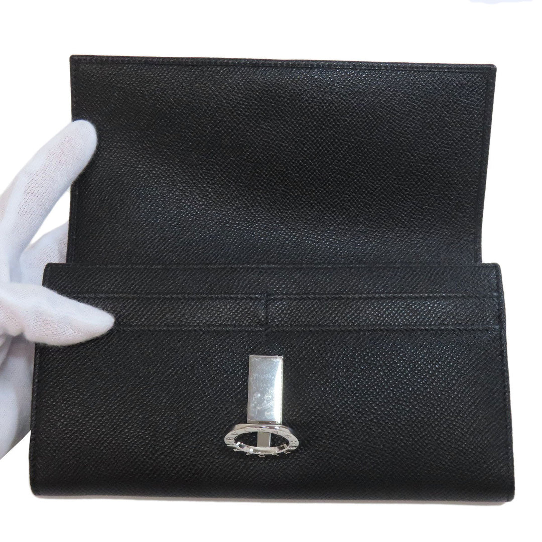 BVLGARI Long Wallet Purse leather black Bulgari Bulgari