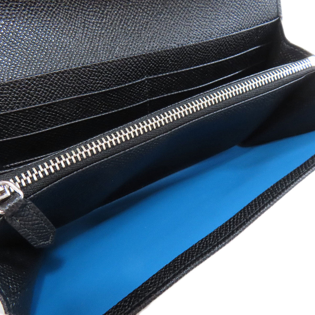 BVLGARI Long Wallet Purse leather black Bulgari Bulgari