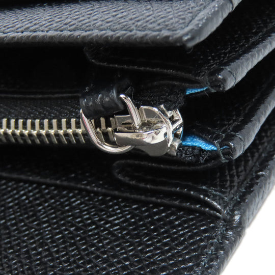 BVLGARI Long Wallet Purse leather black Bulgari Bulgari