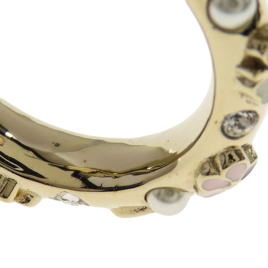 CHANEL Pierce metallic gold Hoop earrings with flower motif Women Used Authentic