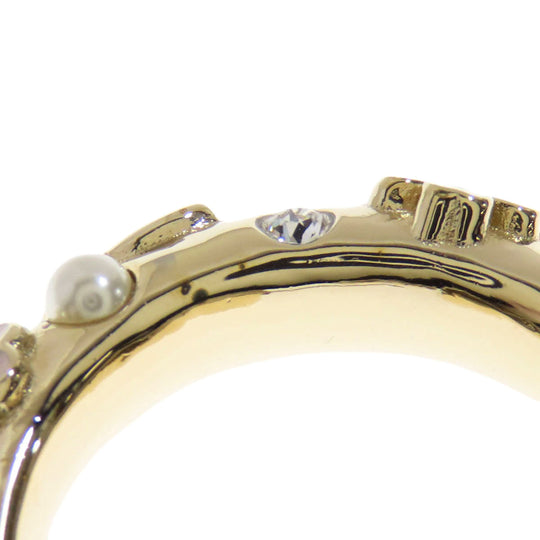 CHANEL Pierce metallic gold Hoop earrings with flower motif Women Used Authentic