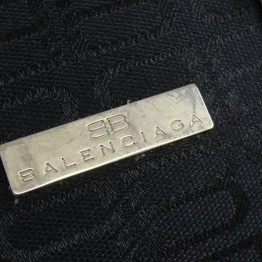 BALENCIAGA Handbag canvas black BB all over pattern Women Used Authentic