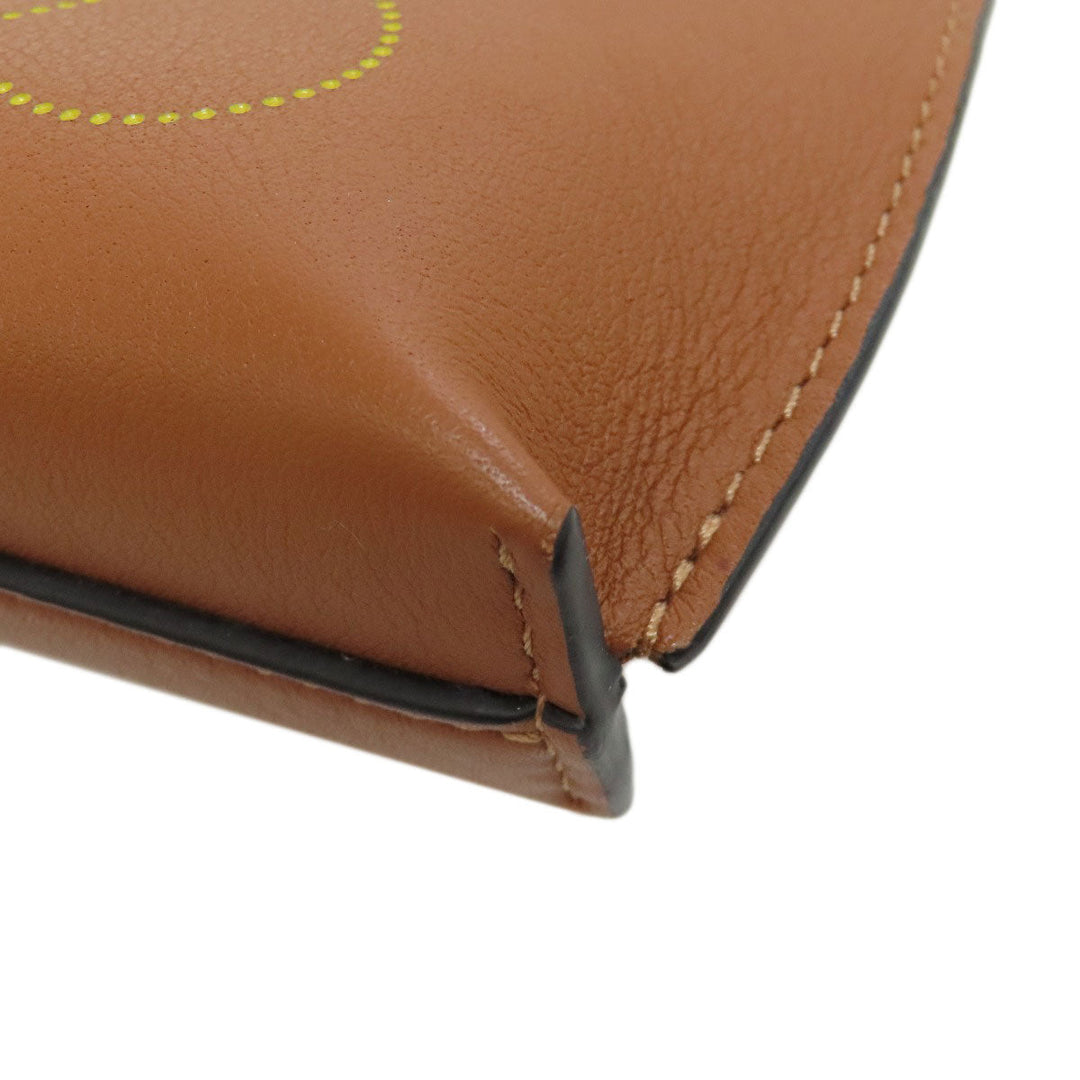 LOEWE Accessory pouch Calfskin Brown T pouch anagram Women Used Authentic