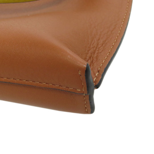 LOEWE Accessory pouch Calfskin Brown T pouch anagram Women Used Authentic