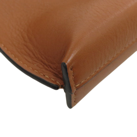 LOEWE Accessory pouch Calfskin Brown T pouch anagram Women Used Authentic