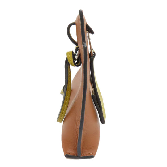 LOEWE Accessory pouch Calfskin Brown T pouch anagram Women Used Authentic