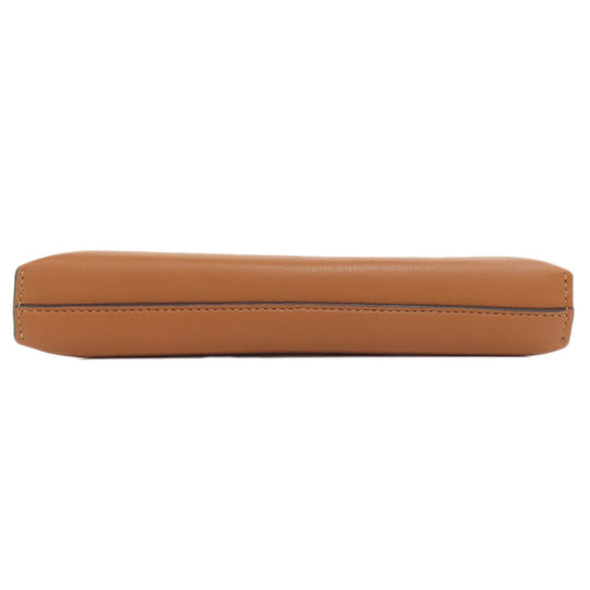 LOEWE Accessory pouch Calfskin Brown T pouch anagram Women Used Authentic