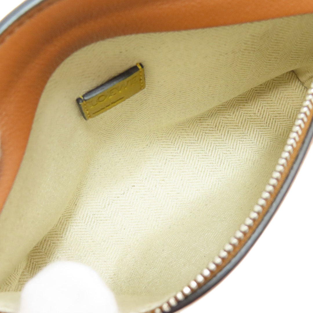 LOEWE Accessory pouch Calfskin Brown T pouch anagram Women Used Authentic