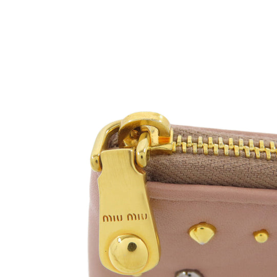 MIUMIU Accessory pouch leather pink Studs Women Used Authentic