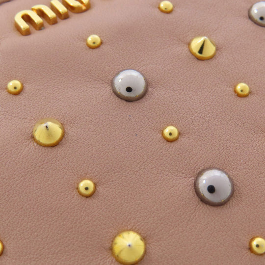 MIUMIU Accessory pouch leather pink Studs Women Used Authentic