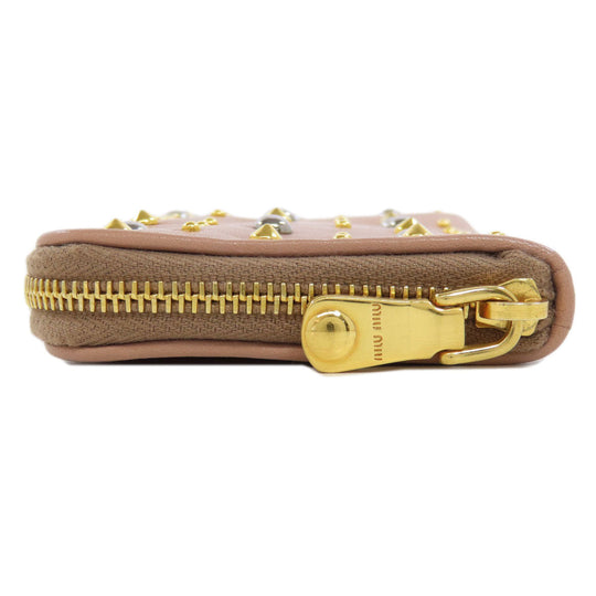 MIUMIU Accessory pouch leather pink Studs Women Used Authentic