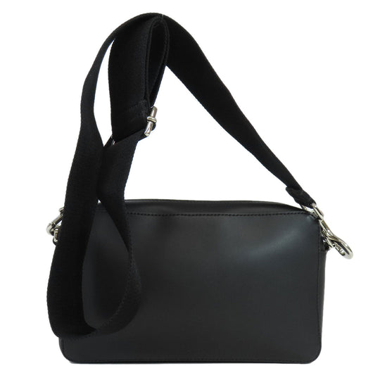 VALENTINO Shoulder Bag Calfskin black logo Women Used Authentic