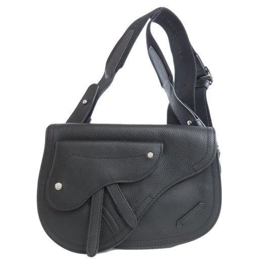 Christian Dior Shoulder Bag Calfskin black saddle Women Used Authentic