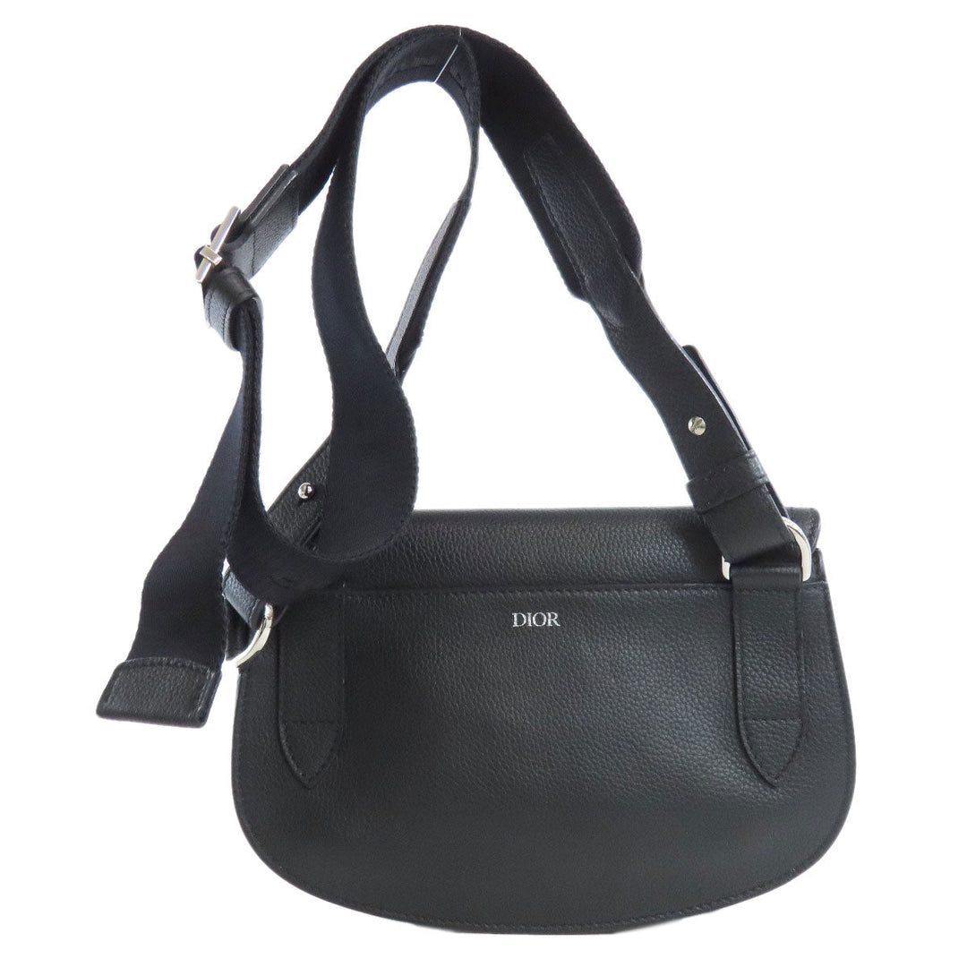Christian Dior Shoulder Bag Calfskin black saddle Women Used Authentic