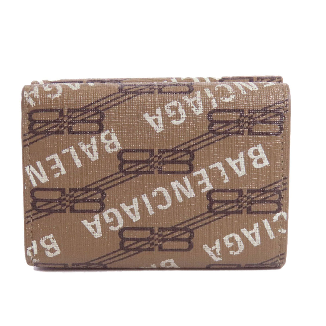 BALENCIAGA Bifold Wallet 594312 leather Brown Tri-fold Wallet Mini Wallet