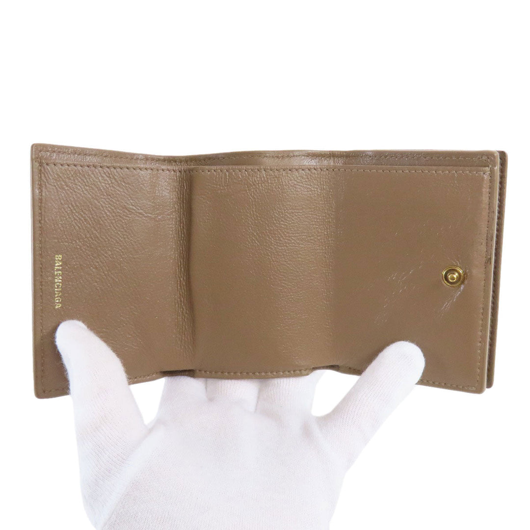 BALENCIAGA Bifold Wallet 594312 leather Brown Tri-fold Wallet Mini Wallet