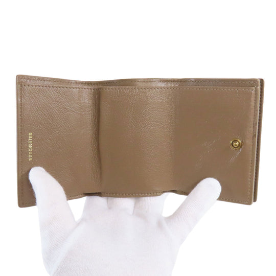 BALENCIAGA Bifold Wallet 594312 leather Brown Tri-fold Wallet Mini Wallet