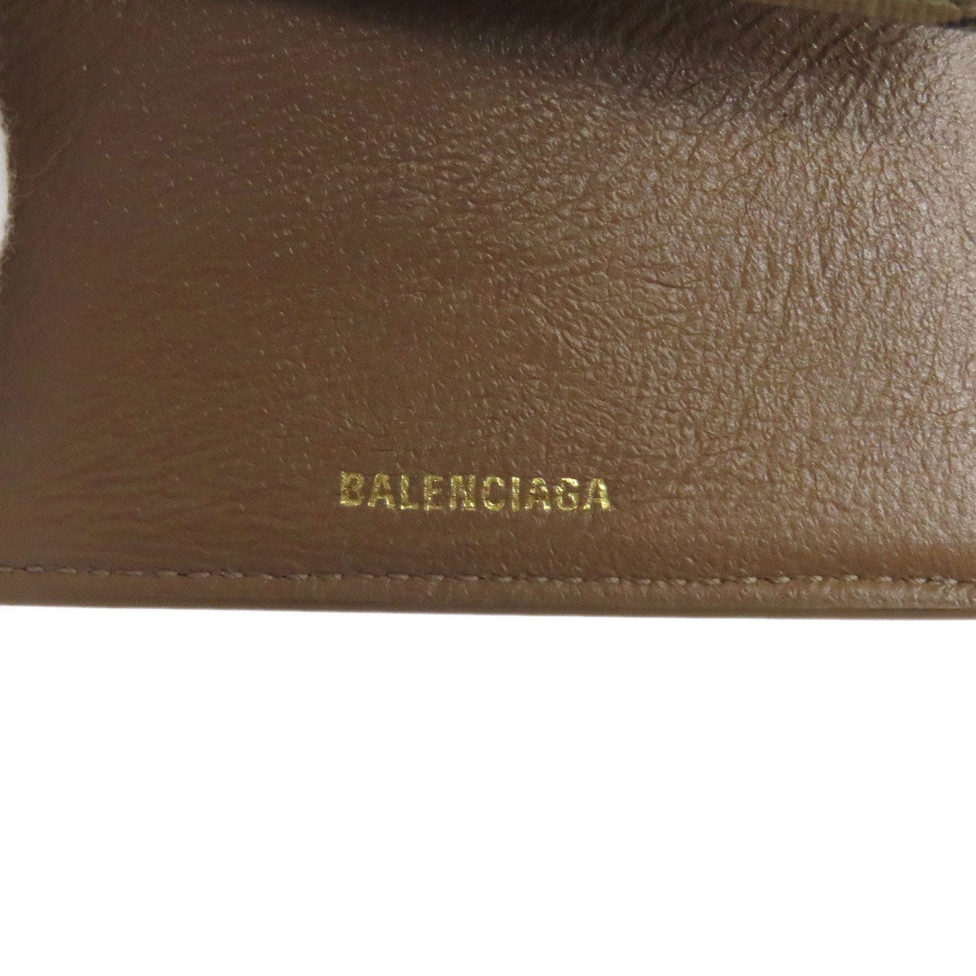 BALENCIAGA Bifold Wallet 594312 leather Brown Tri-fold Wallet Mini Wallet