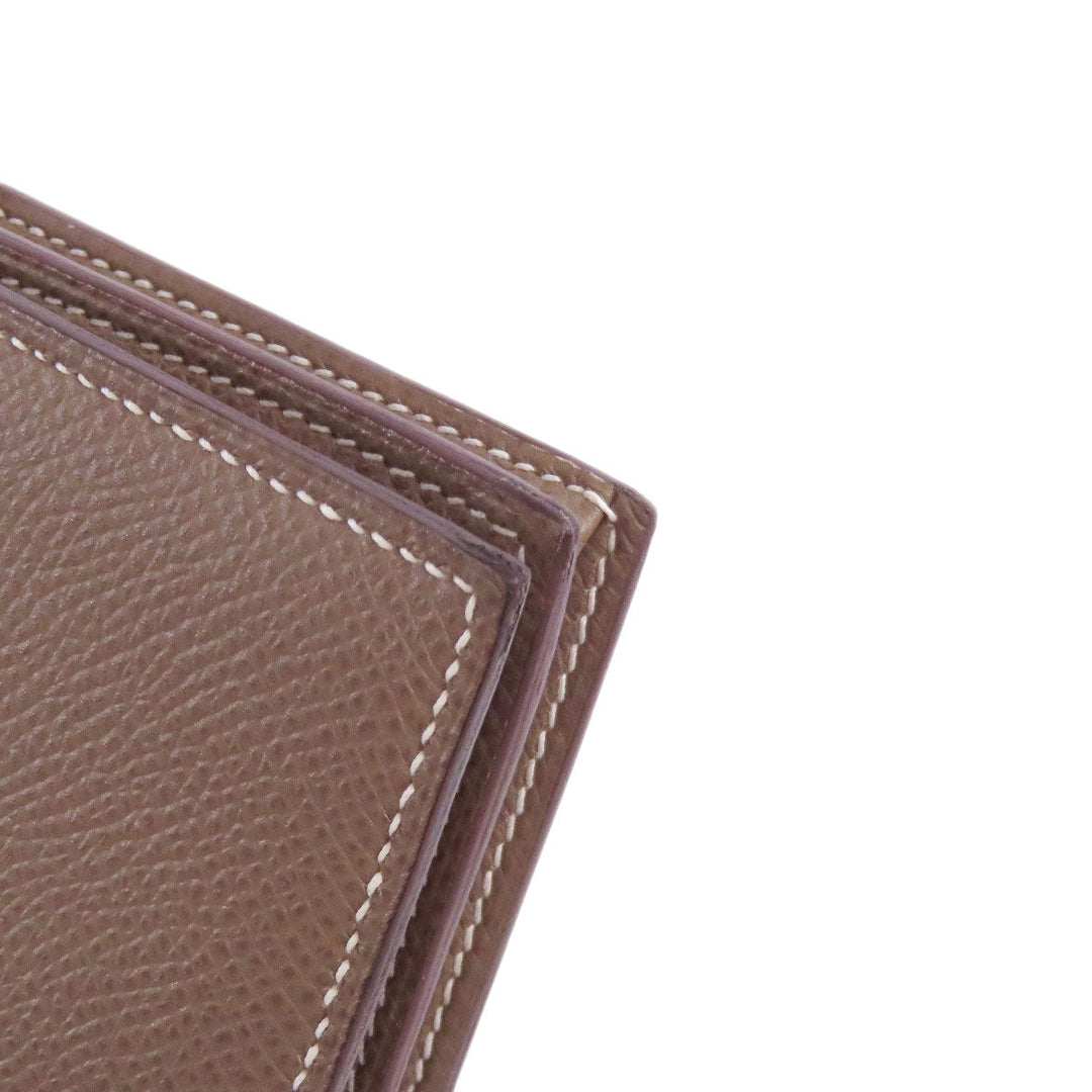 HERMES Long Wallet Purse Taurillon Clemence beige Bearn soufflet etope SilverMetal Women Used Authentic