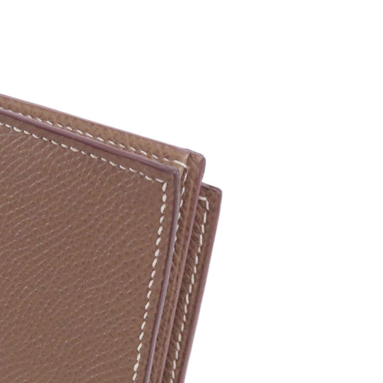 HERMES Long Wallet Purse Taurillon Clemence beige Bearn soufflet etope SilverMetal Women Used Authentic