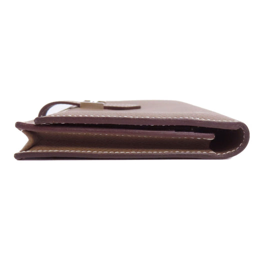 HERMES Long Wallet Purse Taurillon Clemence beige Bearn soufflet etope SilverMetal Women Used Authentic