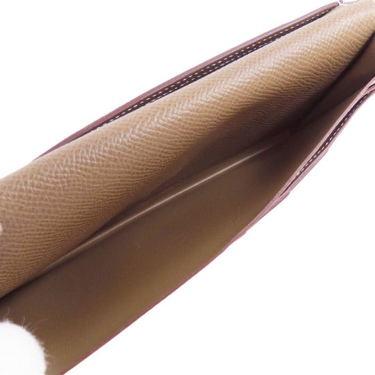 HERMES Long Wallet Purse Taurillon Clemence beige Bearn soufflet etope SilverMetal Women Used Authentic