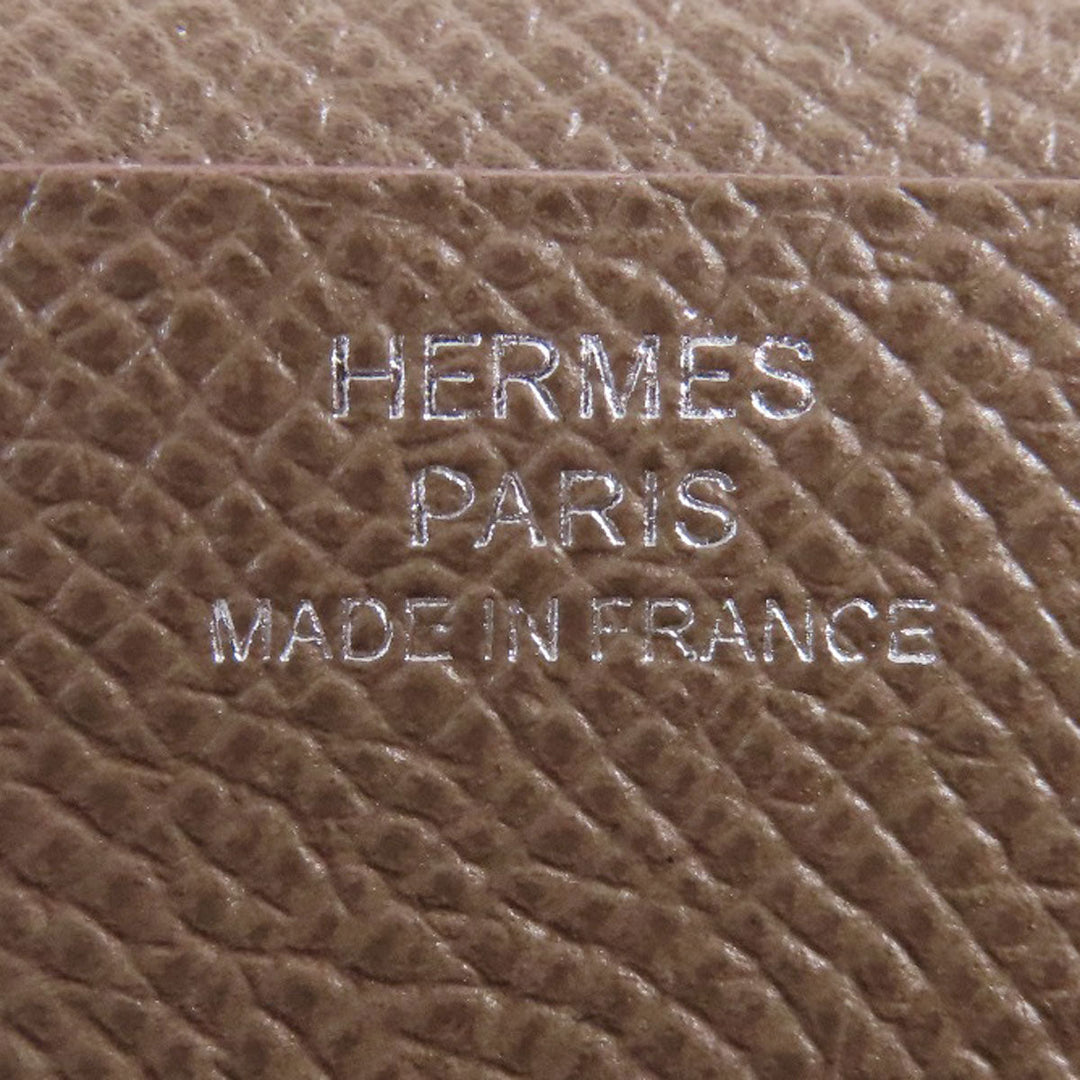 HERMES Long Wallet Purse Taurillon Clemence beige Bearn soufflet etope SilverMetal Women Used Authentic