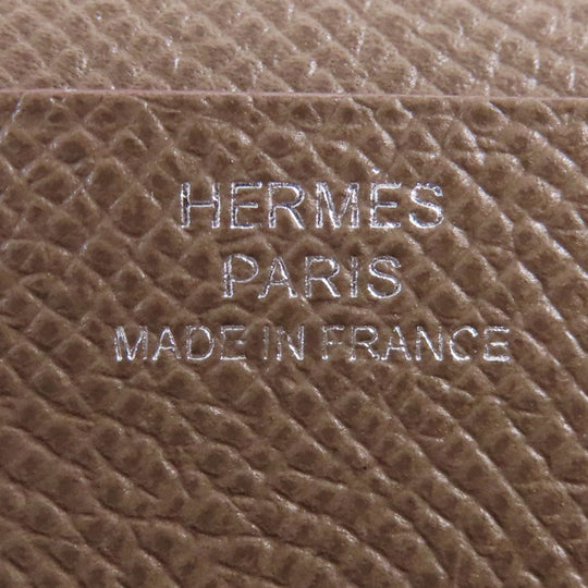 HERMES Long Wallet Purse Taurillon Clemence beige Bearn soufflet etope SilverMetal Women Used Authentic