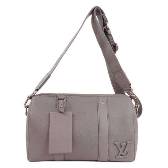 LOUIS VUITTON Shoulder Bag M59328 leather gray City Keepall Aerogram Women Used Authentic