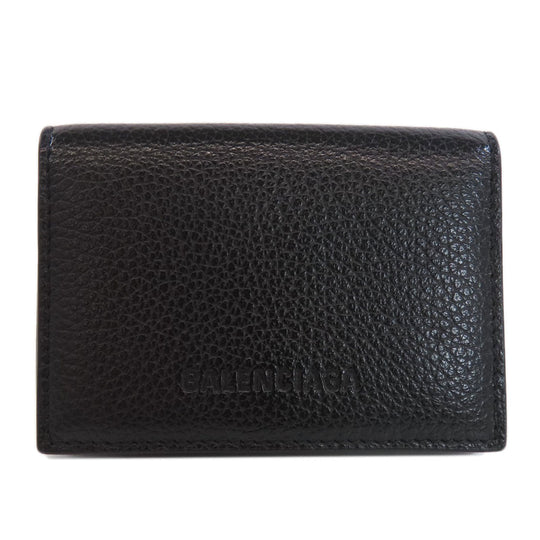 BALENCIAGA Bifold Wallet 664037 leather black Tri-fold Wallet Mini Wallet mens Used Authentic