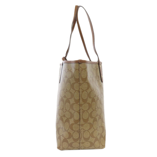 COACH Tote Bag F36658 PVC Brown Reversible Signature Women Used Authentic