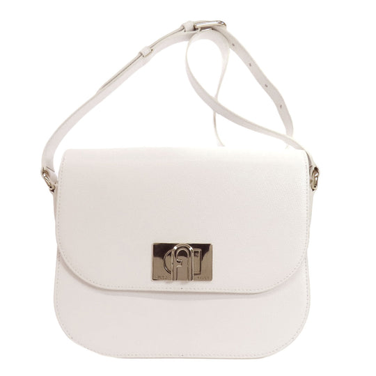 Furla Shoulder Bag leather white Arch logo Women Used Authentic