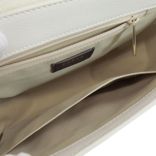 Furla Shoulder Bag leather white Arch logo Women Used Authentic