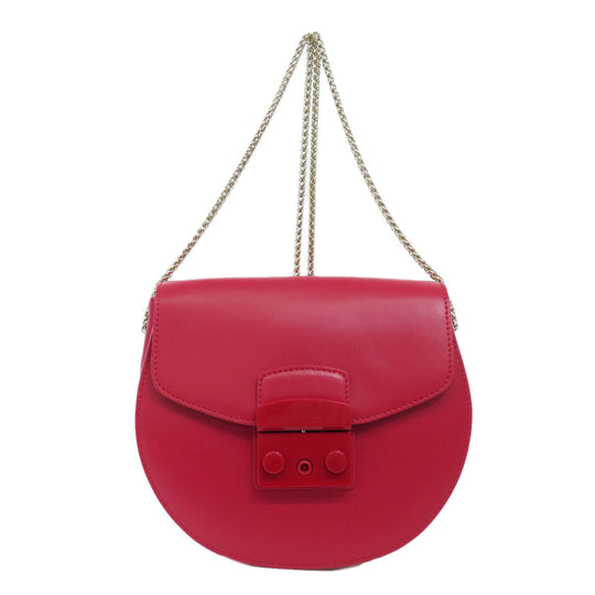 Furla Shoulder Bag leather Red ChainShoulder Women Used Authentic