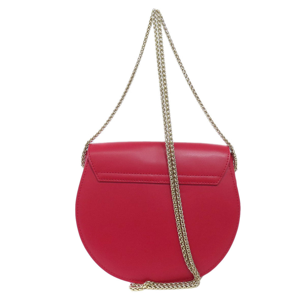 Furla Shoulder Bag leather Red ChainShoulder Women Used Authentic