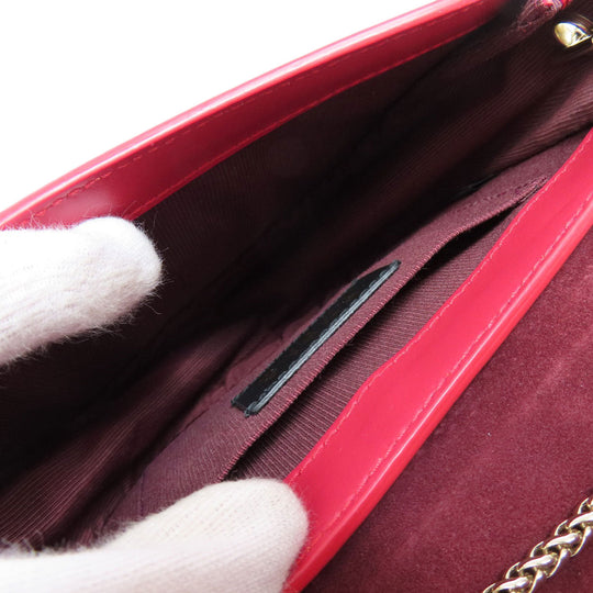 Furla Shoulder Bag leather Red ChainShoulder Women Used Authentic