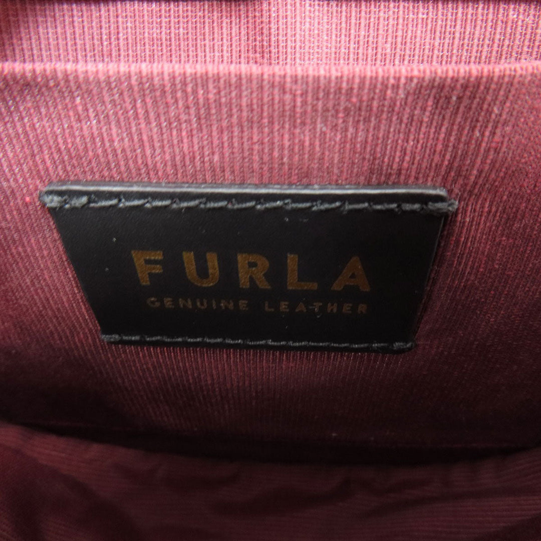 Furla Shoulder Bag leather Red ChainShoulder Women Used Authentic