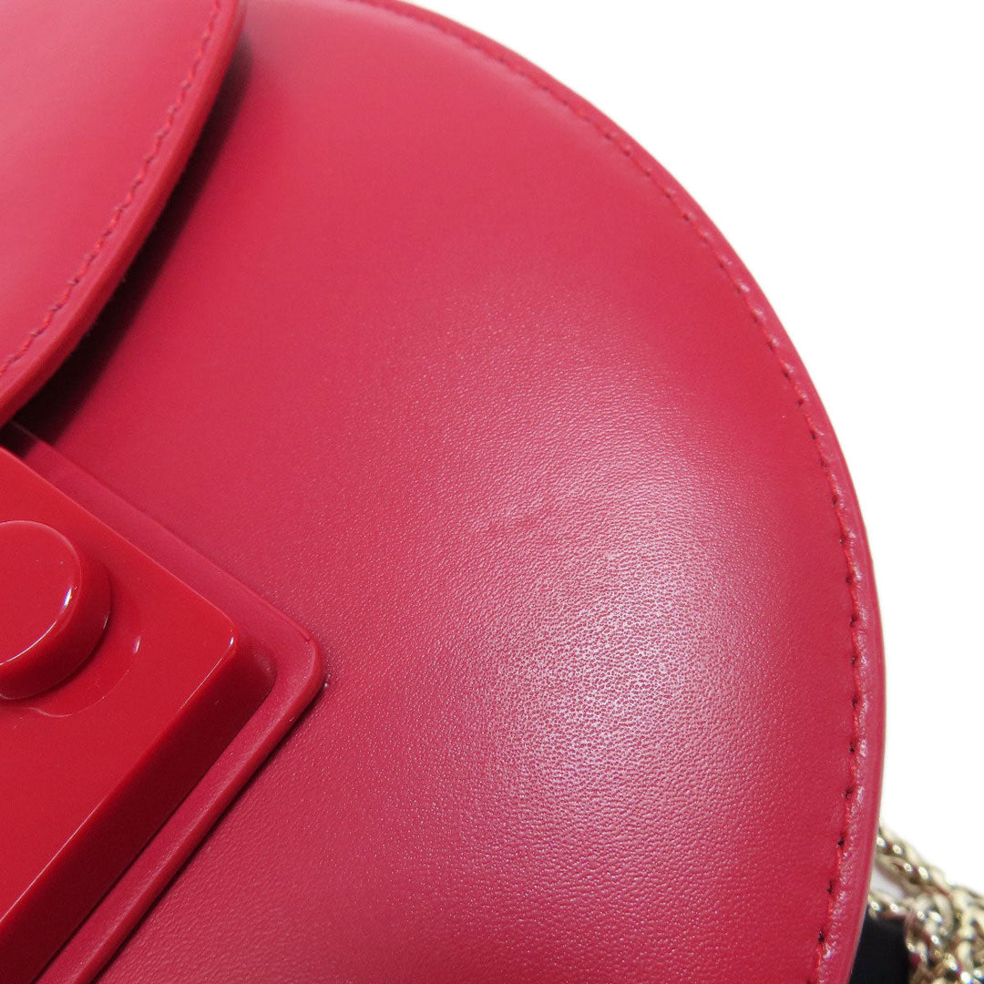 Furla Shoulder Bag leather Red ChainShoulder Women Used Authentic