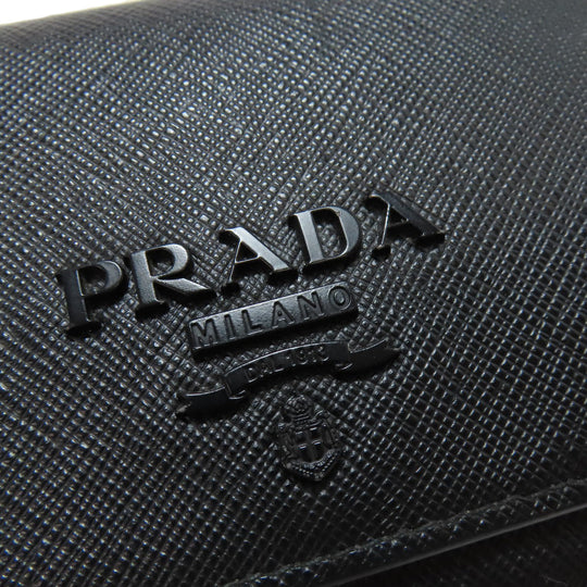 PRADA Long Wallet Purse leather black Safiano mens(Unisex) Used Authentic