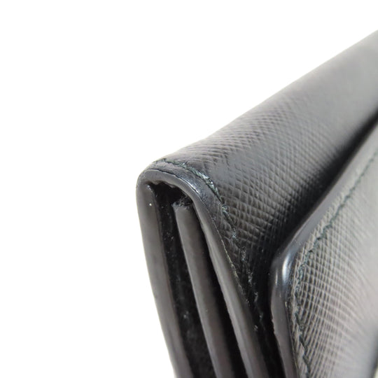 PRADA Long Wallet Purse leather black Safiano mens(Unisex) Used Authentic