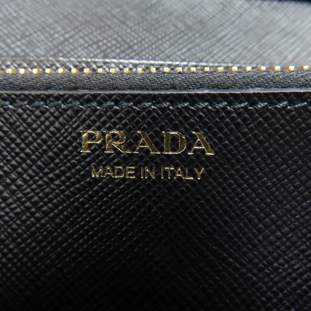 PRADA Long Wallet Purse leather black Safiano mens(Unisex) Used Authentic
