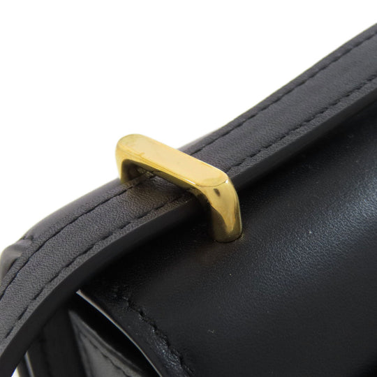 LOEWE Shoulder Bag leather black anagram Women Used Authentic