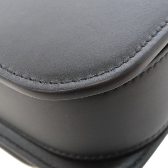 LOEWE Shoulder Bag leather black anagram Women Used Authentic