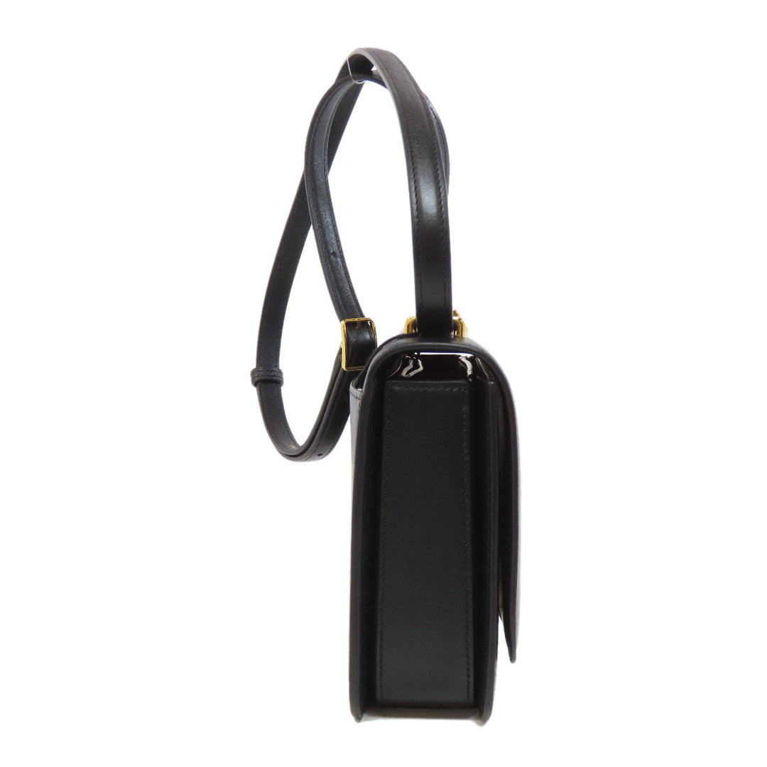 LOEWE Shoulder Bag leather black anagram Women Used Authentic