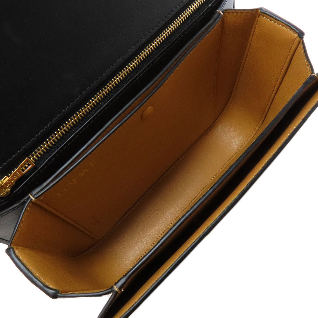 LOEWE Shoulder Bag leather black anagram Women Used Authentic