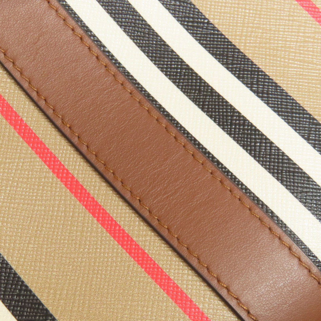 BURBERRY Tote Bag PVC beige stripe Women Used Authentic