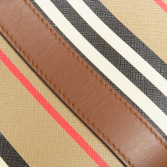BURBERRY Tote Bag PVC beige stripe Women Used Authentic