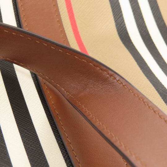 BURBERRY Tote Bag PVC beige stripe Women Used Authentic